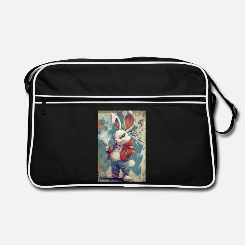 Graffiti Bunny Pullover Hoodie Retro Bag