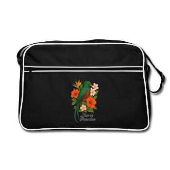 Vivre au paradis – Oiseau de paradis tropical - Sac Retro - noir/blanc - Devant