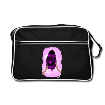 Schönheit mit langen lila Haaren - Retro Tasche - Schwarz/Weiß - Vorne