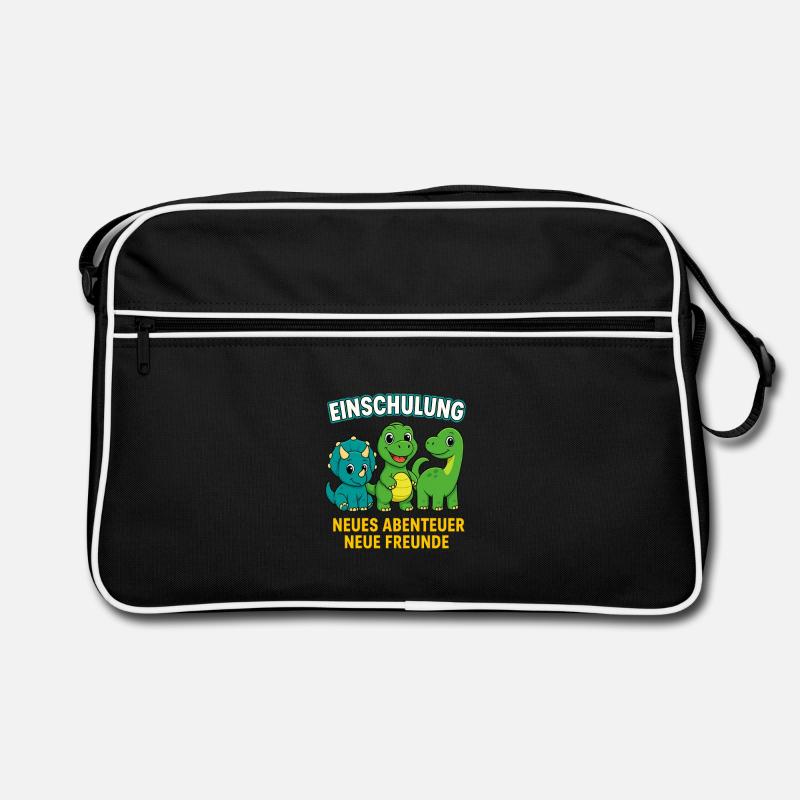 Dino Einschulung | Neues Abenteuer Neue Freunde Retro Tasche