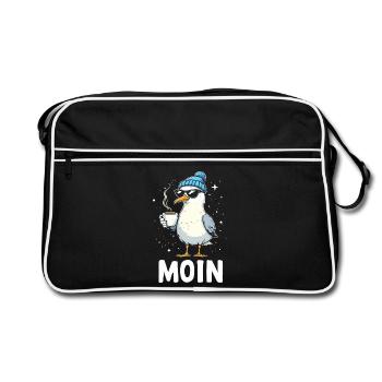 Moin Seagull Coffee Küste Norddeutschland - Retro Tasche - Schwarz/Weiß - Vorne