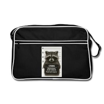 Raton laveur – vol de cœur avec un système - Sac Retro - noir/blanc - Devant