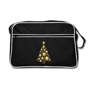 Sapin de Noël étoilé doré - Sac Retro - noir/blanc - Devant