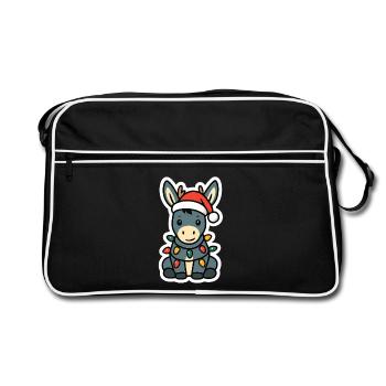 Âne Elfe Noël Hiver Noël Père Noël - Sac Retro - noir/blanc - Devant
