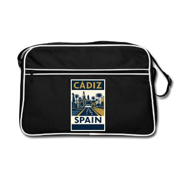 Cadix, Espagne – Poster de voyage rétro bleu marine/or - Sac Retro - noir/blanc - Devant