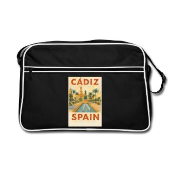 Cadix, Espagne – Plaza des affiches de voyage aquarelle - Sac Retro - noir/blanc - Devant