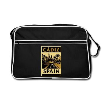 Cadix, Espagne – Affiche de voyage rétro en noir et or - Sac Retro - noir/blanc - Devant
