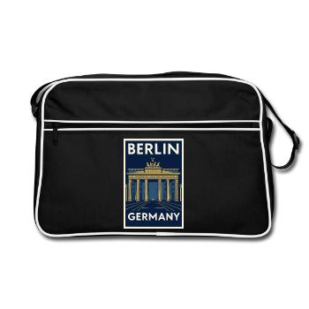 Berlin – Brandenburger Tor Retro Poster - Retro Tasche - Schwarz/Weiß - Vorne