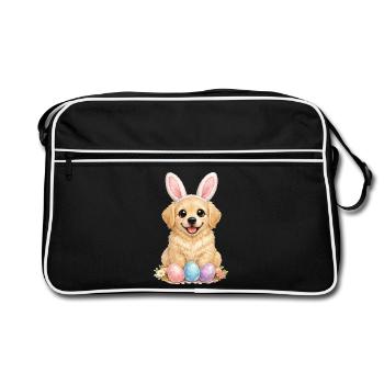 Oreilles de lapin de Pâques Goldie Golden Retriever - Sac Retro - noir/blanc - Devant