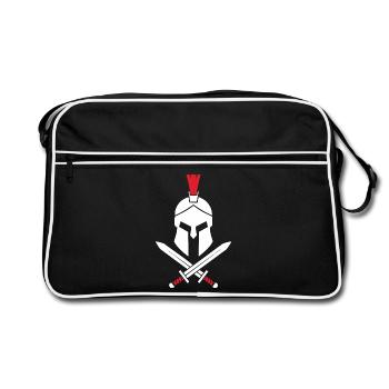 Logo Spartiate Épées Croisées Mascotte Spartan - Sac Retro - noir/blanc - Devant