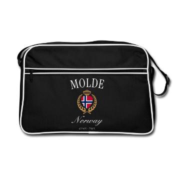 Molde Norwegen Wappen Krone Reise Design Souvenir - Retro Tasche - Schwarz/Weiß - Vorne