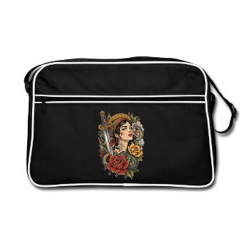 Gift und Rosen - Retro Tasche - Schwarz/Weiß - Vorne