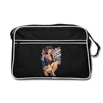 Rockabilly Outlaw Pin-Up: Too Glam to Damn - Retro Tasche - Schwarz/Weiß - Vorne