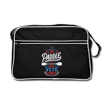Kajak – The Paddle Has Veto Power - Retro Tasche - Schwarz/Weiß - Vorne