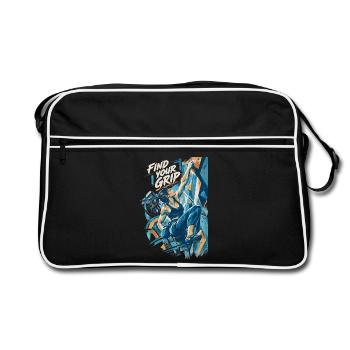 Bouldern Kunst Frau Spruch: Find your Grip Deko - Retro Tasche - Schwarz/Weiß - Vorne