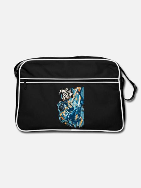 Bouldern Kunst Frau Spruch: Find your Grip Deko - Retro Tasche - Schwarz/Weiß