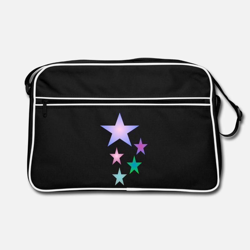 Stern . Bunte Sterne - Retro Tasche - Schwarz/Weiß
