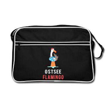 Ostsee Flamingo - Retro Tasche - Schwarz/Weiß - Vorne