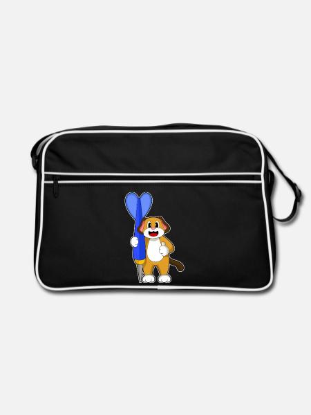 Hund Dart Dartpfeil - Retro Tasche - Schwarz/Weiß