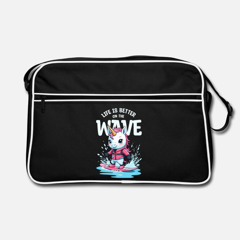 Wakeboard Einhorn - Retro Tasche - Schwarz/Weiß