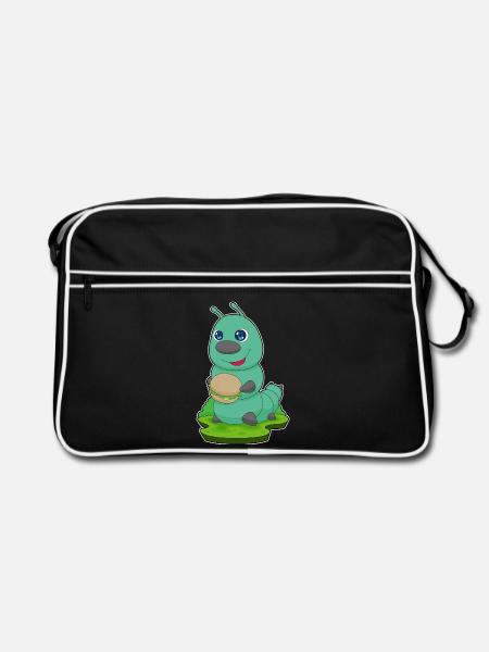 Raupe Cheeseburger - Retro Tasche - Schwarz/Weiß