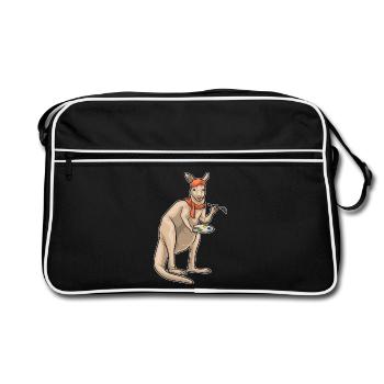 Kangaroo Painter Brush Painting - Retro Bag - black/white - Front