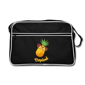Ananas tropical avec lunettes de soleil - Sac Retro - noir/blanc - Devant