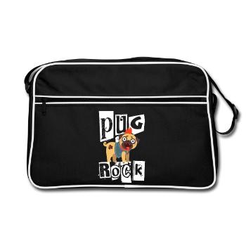 Pug Rock Punk Pug Dog Mohawk Punk Rock Punk - Retro Bag - black/white - Front