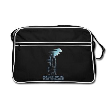 Monday is not a day, it's a diagnosis blue - Retro Bag - black/white - Front