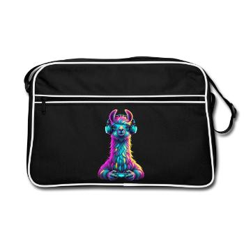 Llama Gaming Animal Video Games Funny Llama - Retro Bag - black/white - Front