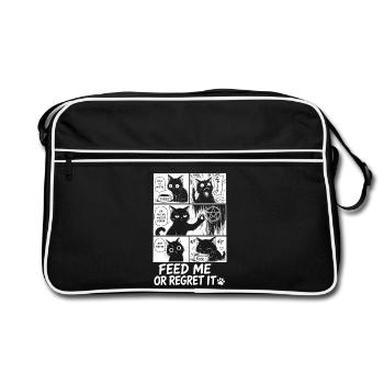 Feed Me Or Regret It Cat - Retro Bag - black/white - Front