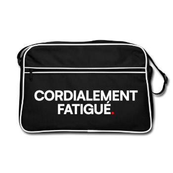 Cordialement fatigué. Humour bureau minimaliste - Sac Retro - noir/blanc - Devant