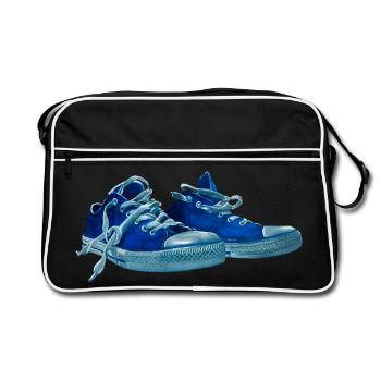 Imprimé bleu de basket - Sac Retro - noir/blanc - Devant
