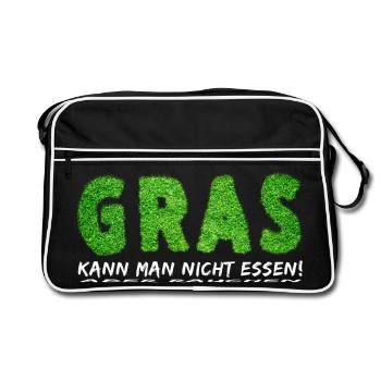 Gras kann man nicht esse! Aber rauchen - Retro Tasche - Schwarz/Weiß - Vorne