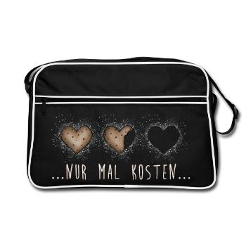 Nur mal kosten – Plätzchen Kekse Weihnachten Süß - Retro Tasche - Schwarz/Weiß - Vorne