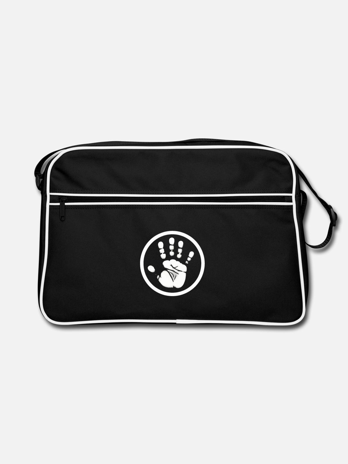Handprint Hand - Retro Bag - black/white - Front