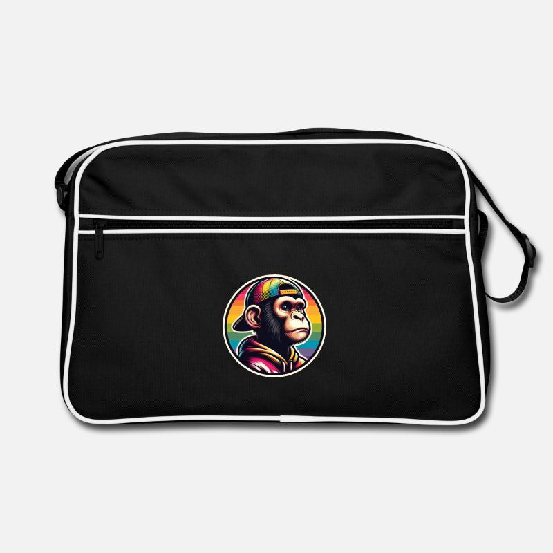 Affe Hoodie Cap Regenbogen Retro Tasche