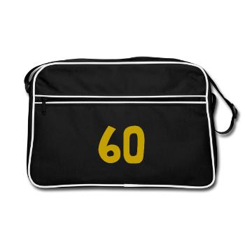 60. 60 ANS. 60e ANNIVERSAIRE. ANNIVERSAIRE 60 ANS. - Sac Retro - noir/blanc - Devant