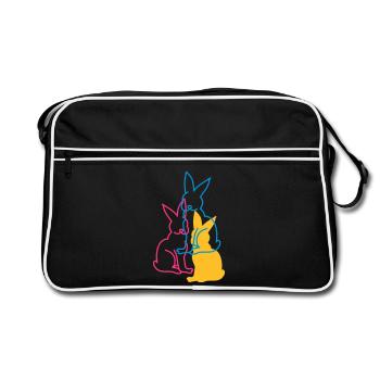 drei Hasen - Retro Tasche - Schwarz/Weiß - Vorne