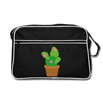 Kaktus - Retro Tasche - Schwarz/Weiß - Vorne