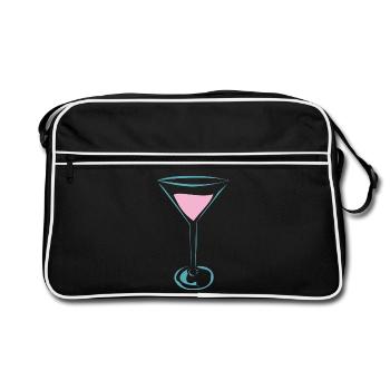 Cocktail Glas für Cocktail Fans - Retro Tasche - Schwarz/Weiß - Vorne