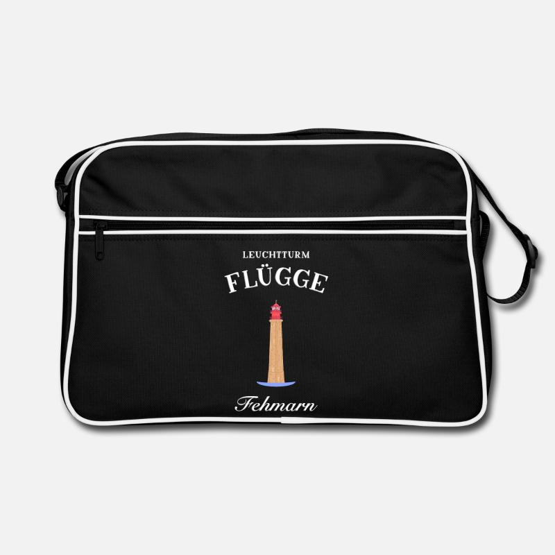 Leuchtturm Flügge auf Fehmarn, Deutsche Ostsee Retro Tasche