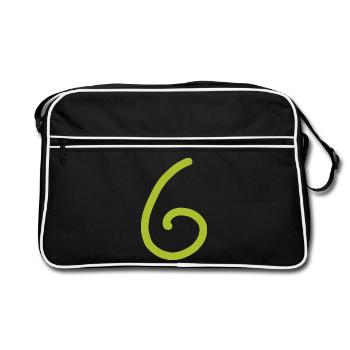 6 Number six number green Birthday - Retro Bag - black/white - Front