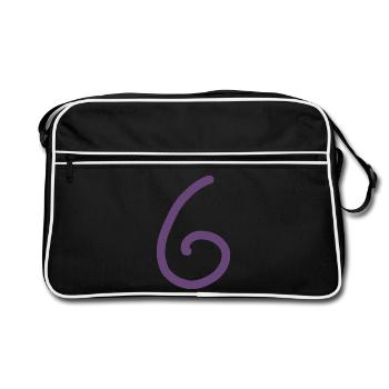 6 Number six number purple birthday - Retro Bag - black/white - Front