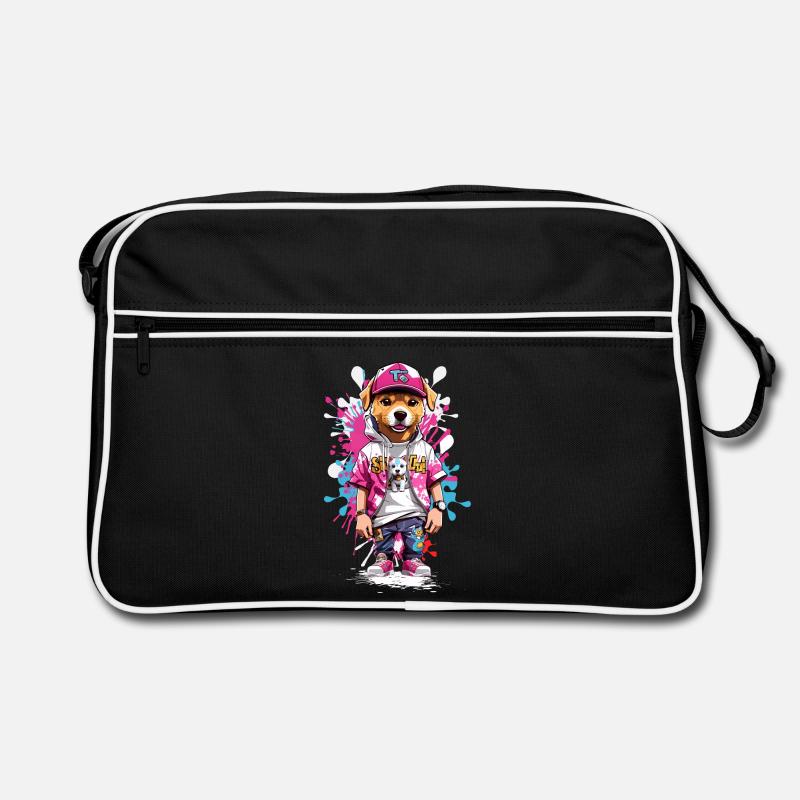 Hund - Retro Tasche - Schwarz/Weiß