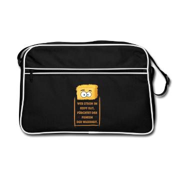 Wer Stroh im Kopf hat fürchtet den Funken Wahrheit - Retro Tasche - Schwarz/Weiß - Vorne