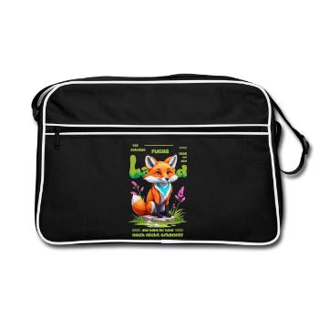 Der schlaue Fuchs vom Land - Retro Tasche - Schwarz/Weiß - Vorne