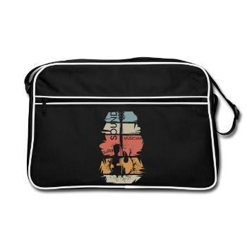 guitar retro vintage illustration acoustic guitar - Retro Bag - black/white - Front