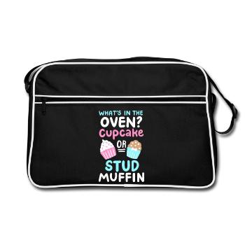 Cupcake oder Stud Muffin Gender Reveal Party - Retro Tasche - Schwarz/Weiß - Vorne