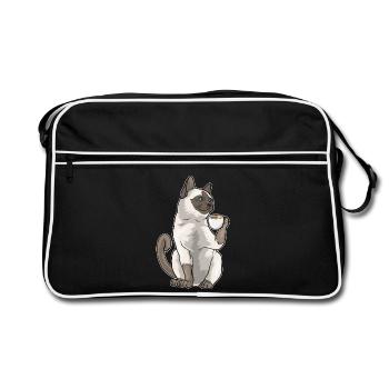 Siamkatze Kaffee Tasse - Retro Tasche - Schwarz/Weiß - Vorne